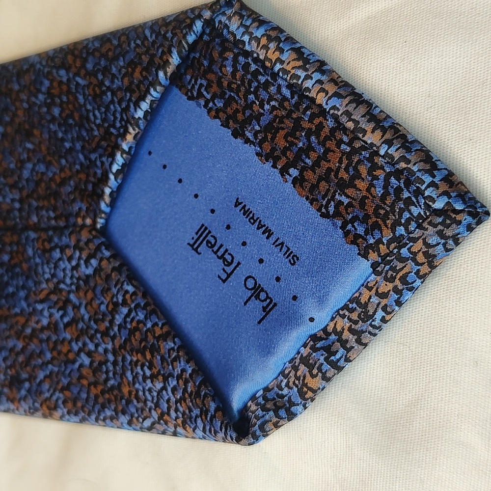 Italo Ferretti Silvia Marina Blue and Brown handmade in Italy tie - Picture 4 of 7